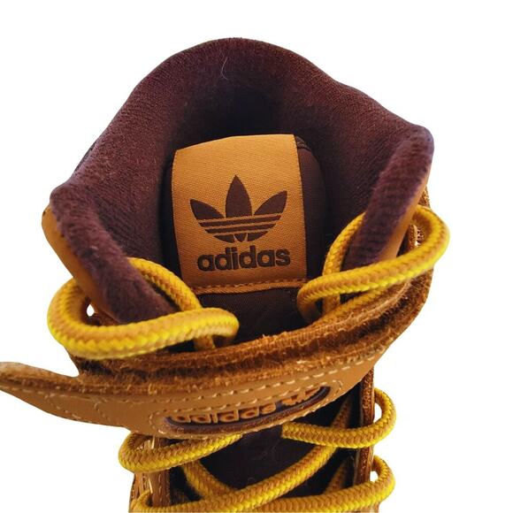 ADIDAS Forum Mid Sneakers GX7079 Brown Mens 9 Gym Shoes Lace Up Monogram - Picture 6 of 13